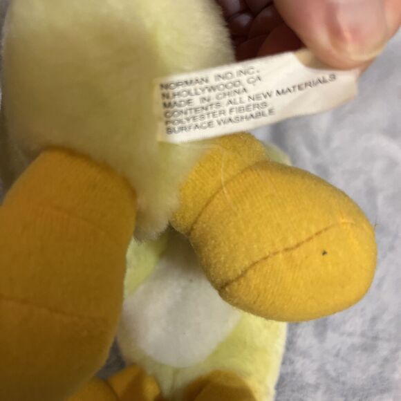 Twin Yellow Ducks Chicks Vintage Plush Stuffed Animal Holding Hands Easter - Picture 4 of 5